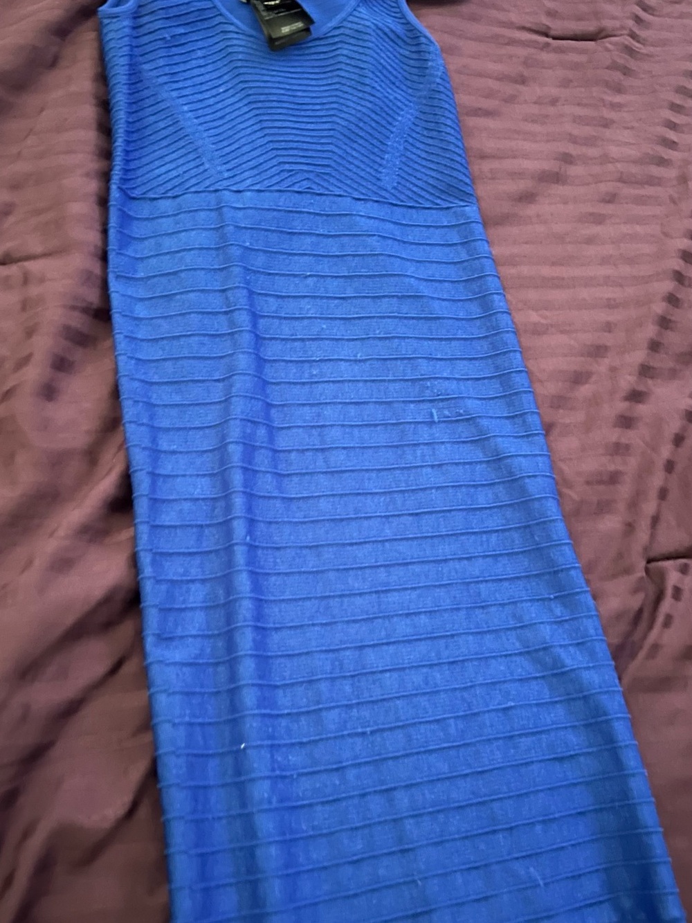 bebe Royal Blue Ribbed Bodycon Mini Dress